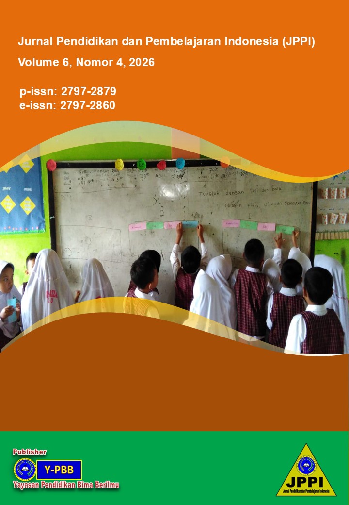 					View Vol. 6 No. 4 (2026): Jurnal Pendidikan dan Pembelajaran Indonesia (JPPI), 2026 (4)
				