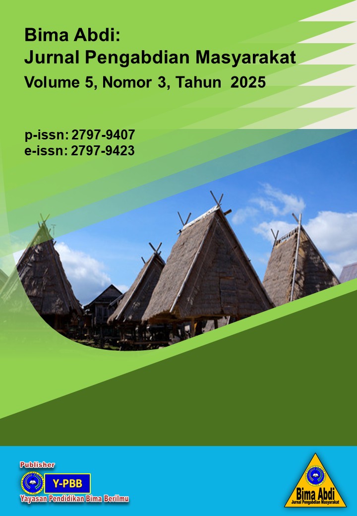 					View Vol. 5 No. 3 (2025): Bima Abdi: Jurnal Pengabdian Masyarakat
				