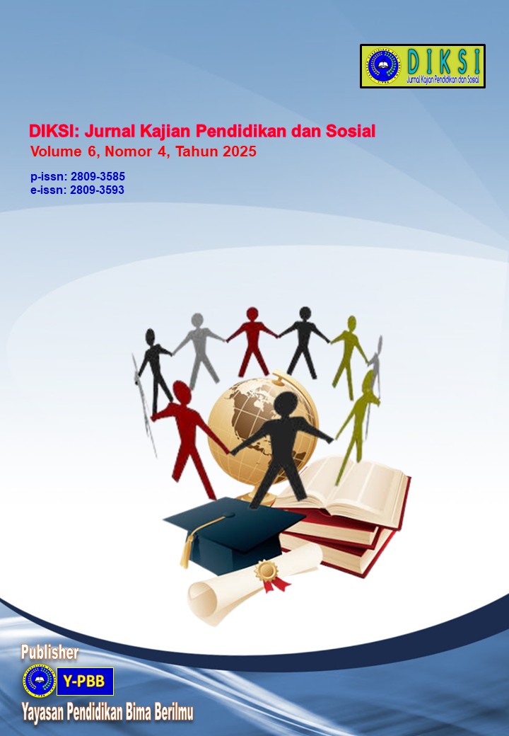					View Vol. 6 No. 4 (2025): Diksi: Jurnal Kajian Pendidikan dan Sosial
				